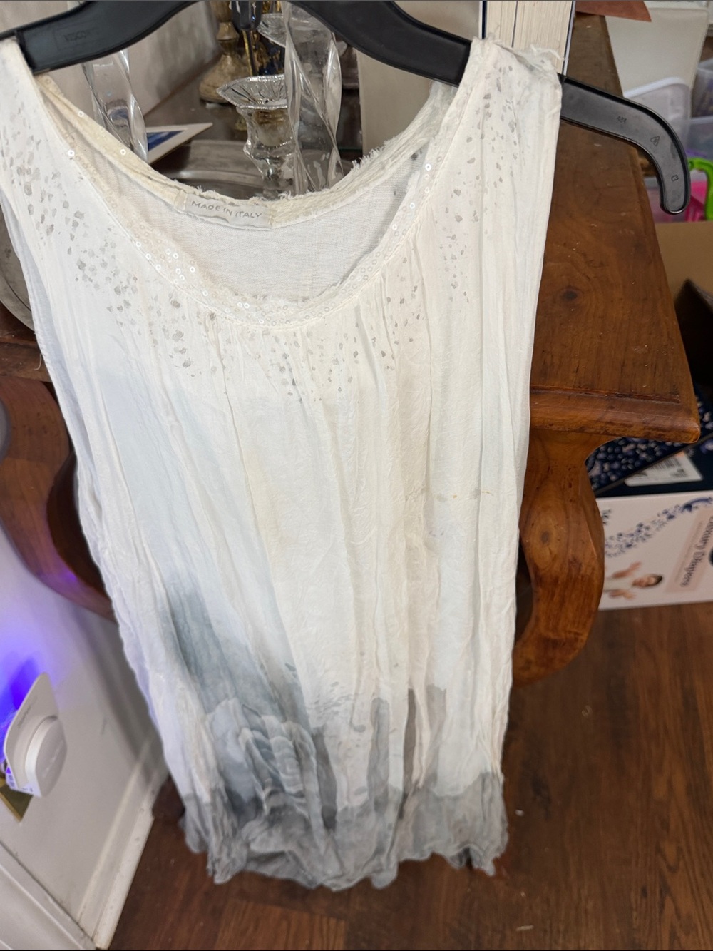 Made in Italy Cream Maxi Dress with Ombre Floral Hem - Picture 2 of 5